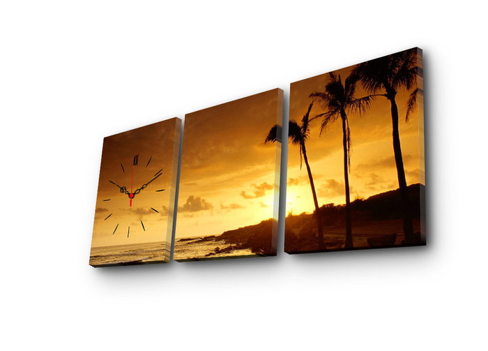 Wallity Reloj de Pared de Lienzo Decorativo 3 Piezas Multicolor